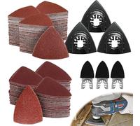 Mineup 156 Pcs Oscillating Tool Sanding Pad Kit, 3 Triangle Sanding Pads, 3 Finger Sanding Pads, 150 Sandpaper (60, 80, 100, 120, 240 Grit), Multi Tool Compatible
