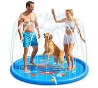 Mineup 170cm Dog Pool Paddling Pool for Pets, Foldable Sprinkle and Splash Water Play Mat, Fun Backyard Fountain Play Mat for Summer Outdoor Garden Beach Pets Family Activities,16 Years+