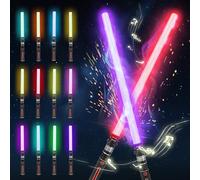 Mineup 2 Pieces Children's Lightsaber, Laser Swords with 12 Colours, Luminous Saber, Telescoping Lase Swords for Cosplay, Halloween, Samurai Parties