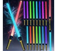 Mineup 2 Pieces Children's Lightsaber, Laser Swords with 15 Colours, Luminous Saber, Telescoping Lase Swords for Cosplay, Halloween, Samurai Parties