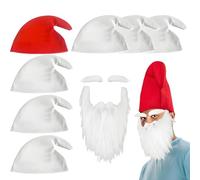 Mineup Dwarf Hat with Beard, Pack of 8 Dwarfs Pointed Mom, Novel with Beard and Eyebrows, Smurf Hat, Elf Hat for Adults, Children, Carnival, Halloween, Birthday Party