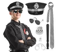 Mineup Police Officer Costume Accessories Set - 6Pcs Fancy Dress Role Play With Hat, Handcuff for Adult Men Women - Carnival Cosplay Themed Party
