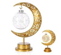 Mineup Ramadan Moon Lamp, Ramadan Decorations Moon Lamp, Eid Decor Bedside Lamps, Eid Iron Moons Light Table Lamp, Ramadan Decorations for Home Islamic Gifts for Women Kids, Moon Lamps