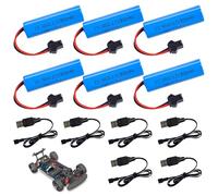 Mineup RC 14500 Lithium Battery, 6pcs 3.7v Lithium Ion Battery, 800 mAh RC Rechargeable Batteries with 6 SM-2P Connectors, Replacement Battery, LiPo Battery 2000 mAh 3.7 V for Remote Controls