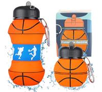 Mineup Silicone Collapsible Basketball Water Bottle, 550ml / 19oz Basketball Water Bottle for Boys and Girls, BPA Free Collapsible Leakproof Boys Water Bottle, Perfect for Boys & Girls Incredible Gift