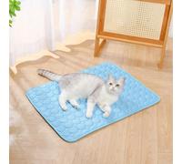 Mineweii Dog & Cat Cooling Bed Mat,Washable Portable 2025 New Pet Cool Mat Summer Sleeping Pad Premium Breathable Blanket for Outdoor Indoor Car (Blue,19.7 * 15.7'')