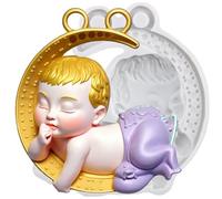 MINFEIDMS 3D Baby Silicone Moulds Sleeping Baby Fondant Mould Moon Baby Candy Mould for Cake Decoration Cupcake Topper Chocolate Sugar Craft Gum Paste Polymer Clay