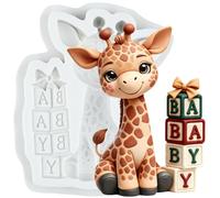 MINFEIDMS 3D Giraffe Silicone Fondant Mold Cute Jungle Animal Candy Mold Giraffe Baby Letter Chocolate Molds for Birthday Party Cake Decoration Cupcake Topper Gum Paste Polymer Clay