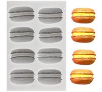 MINFEIDMS 3D Macaron Hamburger Silicone Fondant Moulds Macaroon Chocolate Mould for Cake Decoration Cupcake Topper Desserts Candy Gum Paste Polymer Clay