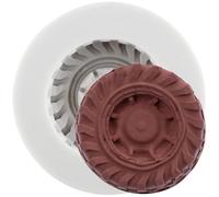 MINFEIDMS 3D Round Tire Fondant Mould Truck Wheel Shape Silicone Mould for Sugar Craft Cake Decorating Cupcake Topper Candy Chocolate Gum Paste Polymer Clay