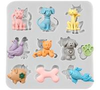 MINFEIDMS Animal Fondant Moulds Dog Cat Pig Bird Fish Silicone Mould for Cake Decoration Cupcake Topper Chocolate Candy Polymer Clay Gum Paste