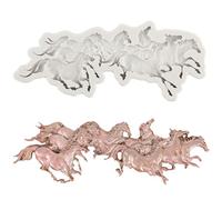 MINFEIDMS Animal Run Horse Fondant Moulds 3D Cute Horse Cake Silicone Mould for Cake Decoration Sugar Craft Cupcake Topper Desserts Candy Chocolate Gum Paste Polymer Clay