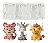 MINFEIDMS Animal Silicone Mould Tiger Cow Giraffe Fondant Chocolate Moulds