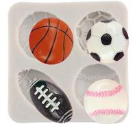 MINFEIDMS Ball Cake Decoration Silicone Moulds Football Basketball Baseball Rugby Silicone Moulds for Cake Decorating Cupcake Topper Chocolate Gum Paste Polymer Clay