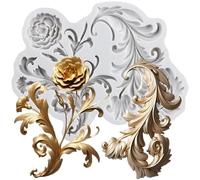 MINFEIDMS Baroque Fondant Mould Curlicues Relief Scroll Lace Silicone Moulds Leaf Vine Mould for Cake Decoration Cupcake Topper Chocolate Candy Sugar Craft Gum Paste Polymer Clay