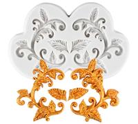 MINFEIDMS Baroque Fondant Mould Curlicues Relief Scroll Lace Silicone Moulds Leaf Vine Mould for Cake Decorating Cupcake Topper Chocolate Candy Gum Paste Polymer Clay