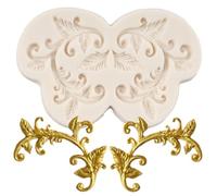 MINFEIDMS Baroque Fondant Mould European Relief Scroll Silicone Moulds Vine Grass Cake Border Decoration Mould for Cake Decoration Cupcake Topper Chocolate Candy Polymer Clay Gum Paste