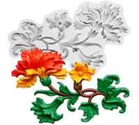 MINFEIDMS Baroque Fondant Mould Leaf Vine Relief Scroll Lace Silicone Mould