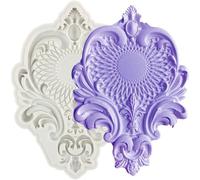 MINFEIDMS Baroque Fondant Moulds Scroll Border Lace Silicone Moulds Curlicues Candy Chocolate Moulds Relief Flower Mould Filigree Mould 3D Sculpted for Cake Decorating Cupcake Topper Gum Paste