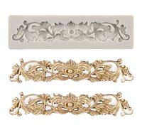 MINFEIDMS Baroque Fondant Silicone Moulds Relief Flower Lace Border Chocolate Mould Scroll Lace Clay Mould Filigree Mould 3D Sculpted for Sugar Cake Decorating Cupcake Topper Gum Paste Candy Polymer