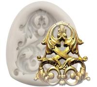 MINFEIDMS Baroque Silicone Moulds Scroll Baroque Clay Fondant Border Mould Medal Relief Mould Filigree Mould 3D Sculpted For Sugar Cake Decorating Cupcake Topper Chocolate Gum Paste Candy Polymer Clay