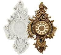 MINFEIDMS Baroque Style Clock Silicone Mould Curlicues Scroll Lace Fondant Moulds Clock Chocolate Candy Mould Filigree Mould 3D Sculpted For Sugar Cake Decorating Cupcake Topper Gum Paste Polymer Clay