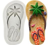 MINFEIDMS Beach Slippers Silicone Mould Starfish Fondant Mould for Hawaiian Theme Party Cake Decorating Cupcake Topper Candy Chocolate Gum Paste Polymer Clay