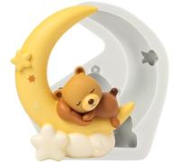 MINFEIDMS Bear Silicone Fondant Mould 3D Sleeping Bear Chocolate Mould Moon Star Cloud Candy Moulds for Sugar Cake Decorating Cupcake Topper Gum Paste Polymer Clay