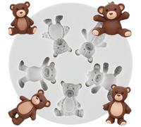 MINFEIDMS Bear Silicone Fondant Moulds Cute Bear Chocolate Mould for Cake Decorating Cupcake Topper Candy Gum Paste Polymer Clay