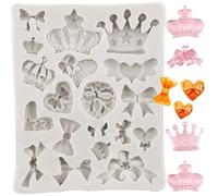 MINFEIDMS Bow Silicone Fondant Mould Crown Chocolate Candy Moulds for Cake Decoration Cupcake Topper Gum Paste Polymer Clay