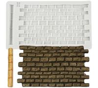 MINFEIDMS Castle Brick Wall Texture Fondant Moulds Brick Wall Texture Silicone Impression Mat for Cake Decorating Cupcake Topper Candy Polymer Clay Chocolate Gum Paste