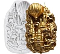 MINFEIDMS Castle Fondant Moulds Hot Air Balloon Silicone Mould for Cake Decoration Chocolate Cupcake Topper Candy Sugar Craft Gum Paste Polymer Clay