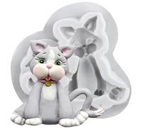 MINFEIDMS Cat Silicone Fondant Moulds Animal Candy Mould Fish Mould for Cake Decorating Cupcake Topper Chocolate Gum Paste Polymer Clay