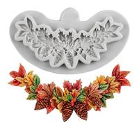 MINFEIDMS Christmas Pinecone Silicone Moulds Winter Leaves Fondant Mould Christmas Holly Leaves Chocolate Baking Moulds for Sugarcraft Cake Decorating Cupcake Topper Gum Paste Candy Polymer Clay