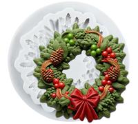 MINFEIDMS Christmas Wreath Silicone Mould Wreath Garland Fondant Moulds for Cake Decorating Cupcake Topper Chocolate Gum Paste Candy Polymer Clay