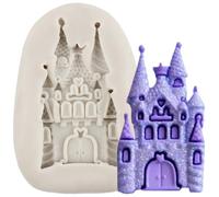 MINFEIDMS Cinderella Fairy Tales Fondant Moulds Castle Silicone Chocolate Candy Moulds for Sugar Cake Decorating Cupcake Topper Gum Paste Polymer Clay