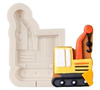 MINFEIDMS Construction Site Silicone Mould Crane Fondant Moulds for Baby Birthday Cake Decoration Cupcake Topper Chocolate Candy Gum Paste Polymer Clay