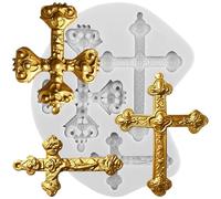 MINFEIDMS Cross Silicone Moulds Baptism Cake Decorations Cross Cake Moulds Cross Mould for Baptism Party Supplies Cake Decorating Cupcake Topper Chocolate Gum Paste Candy Polymer Clay