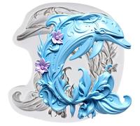 MINFEIDMS Dolphin Silicone Fondant Moulds Dolphin Chocolate Candy Moulds for Cake Decorating Cupcake Topper Gum Paste Polymer Clay