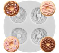 MINFEIDMS Donut Silicone Fondant Moulds Doughnut Chocolate Candy Moulds for Sugar Cake Decorating Cupcake Topper Gum Paste Polymer Clay