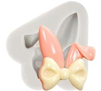 MINFEIDMS Easter Bunny Ears Chocolate Candy Silicone Moulds Rabbit Ears Bow Fondant Mould for Sugar Cake Decorating Cupcake Topper Gum Paste Polymer Clay