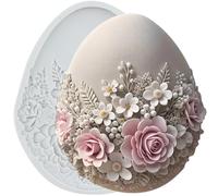 MINFEIDMS Easter Fondant Moulds Easter Egg Flower Silicone Mould for Cake Decoration Cupcake Topper Chocolate Candy Sugar Craft Gum Paste Polymer Clay