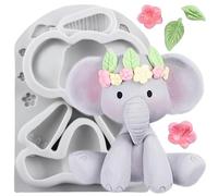 MINFEIDMS Elephant Silicone Fondant Moulds Animal Mould for Cake Decorating Cupcake Topper Chocolate Gum Paste Candy Polymer Clay