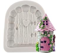 MINFEIDMS Enchanted Vintage Fairy Garden Fairy Gnome Home Door Silicone Chocolate Fondant Moulds for Cake Decoration Sugar Craft Cupcake Topper Gum Paste Candy Polymer Clay
