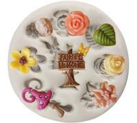 MINFEIDMS Enchanted Vintage Fairy Garden Silicone Moulds Rose Flower Leaves Fondant Mould for Sugar Cake Decorating Cupcake Topper Candy Chocolate Gum Paste Polymer Clay