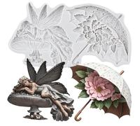 MINFEIDMS Fairies Angel Fondant Silicone Moulds Flower Fairy Chocolate Mould for Cake Decorating Cupcake Topper Chocolate Gum Paste Candy Polymer Clay