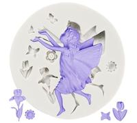 MINFEIDMS Fairy Angel with Flowers Silicone Mould Fairies Angel Fondant Mould for Cake Decoration Cupcake Topper Candy Chocolate Resin Epoxy Polymer Clay Gum Paste