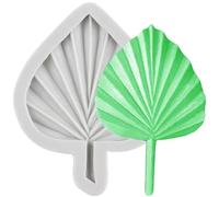 MINFEIDMS Fan Leaf Silicone Mould Fan Palm Leaf Fondant Mould Fan Palm Boho Leaf Flower Chocolate Moulds Tropical Leaf Candy Mould for Sugar Cake Decorating Cupcake Topper Gum Paste Polymer Clay
