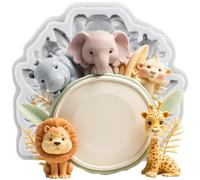 MINFEIDMS Farm Animal Fondant Moulds Lion Tiger Silicone Mould Giraffe Monkey Elephant Chocolate Mould for Cake Decoration Cupcake Topper Candy Sugar Craft Gum Paste Polymer Clay