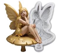 MINFEIDMS Flower Fairy Fondant Moulds Fairies Angel Silicone Mould for Cake Decoration Cupcake Topper Chocolate Candy Sugar Craft Gum Paste Polymer Clay